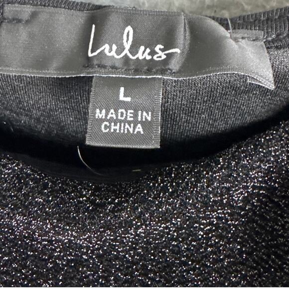 Lulus Stretch Bodysuit Square Neck Sleeveless Black Metallic Sparkle Size L NWT - Picture 8 of 9